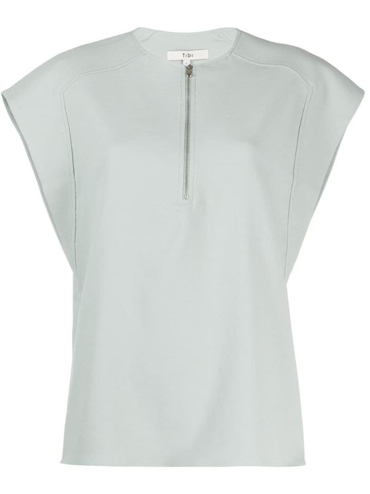 Tibi Chalky Drape Sleeveless Top - Blue