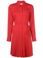 Milly Pointed Collar Shirt Dress - Red