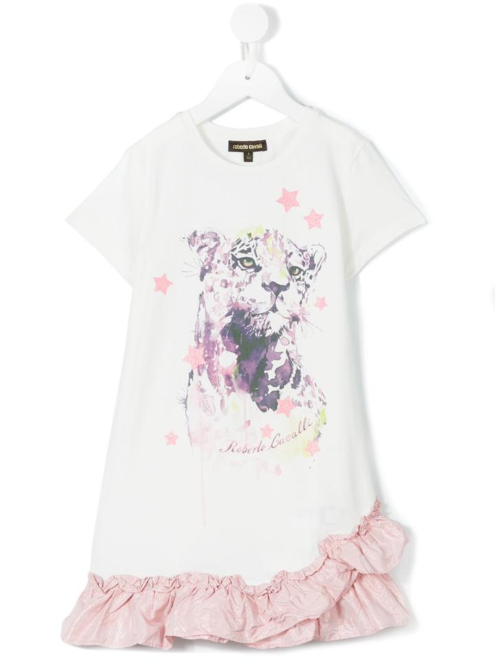 Roberto Cavalli Kids - Tiger Print Dress - Kids - Cotton/spandex/elastane - 6 Yrs, Girl's, White