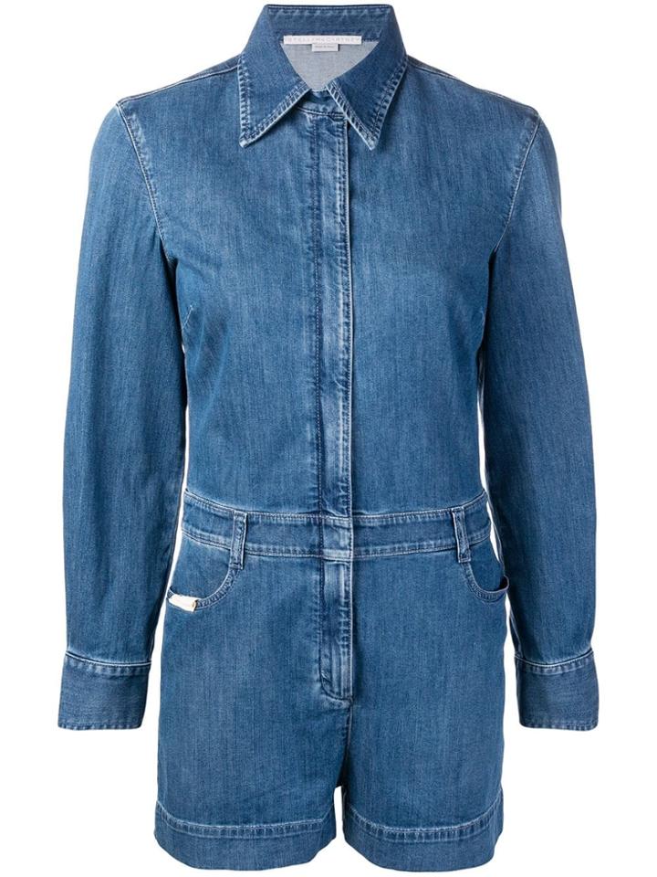 Stella Mccartney Slim-fit Denim Playsuit - Blue