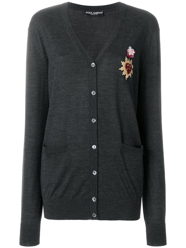 Dolce & Gabbana Sacred Heart Appliqué Cardigan - Grey