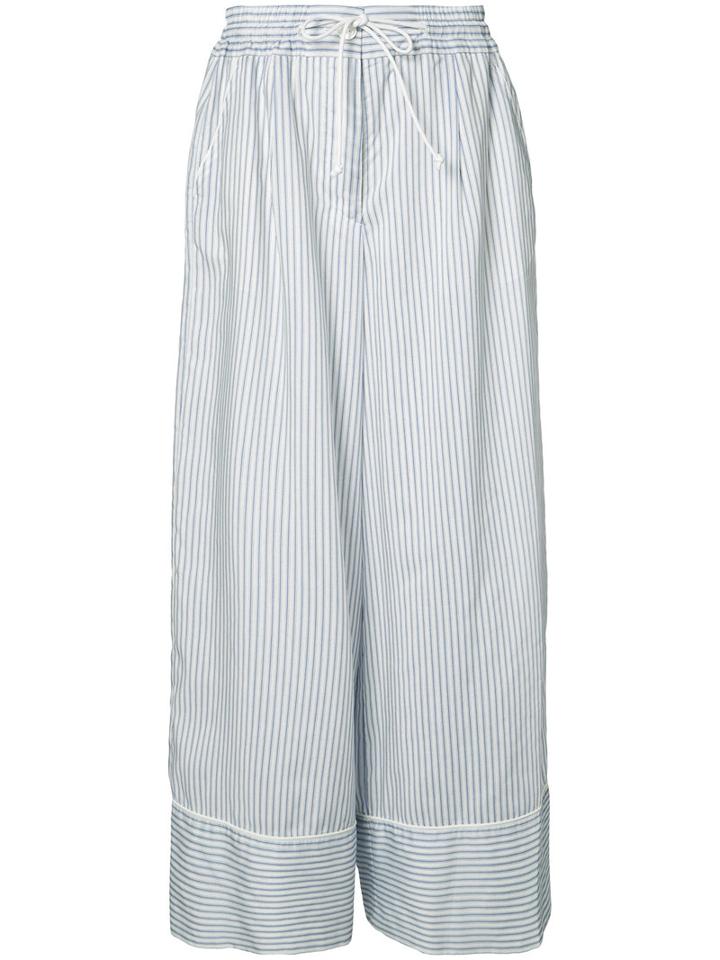 Sacai - Wide-fit Pinstripe Trousers - Women - Polyester/cupro - 1, Blue, Polyester/cupro