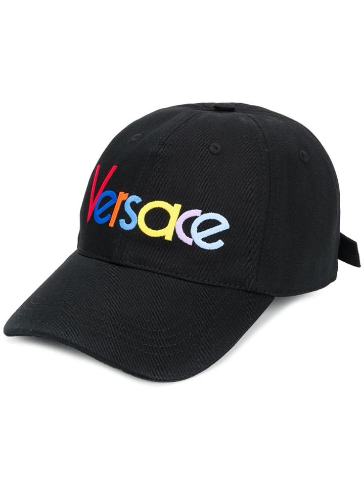 Versace Logo Embroidered Baseball Cap - Black