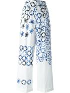 Ports 1961 Painted Effect Floral Print Wide Leg Trousers