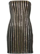 Balmain - Glitter Stripe Strapless Dress - Women - Polyamide/polyester/spandex/elastane/brass - 36, Black, Polyamide/polyester/spandex/elastane/brass
