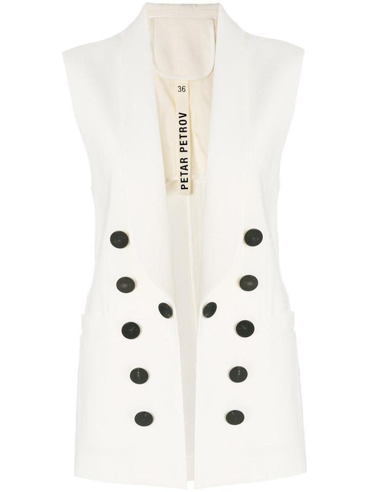 Petar Petrov Shawl Lapel Longline Waistcoat - White