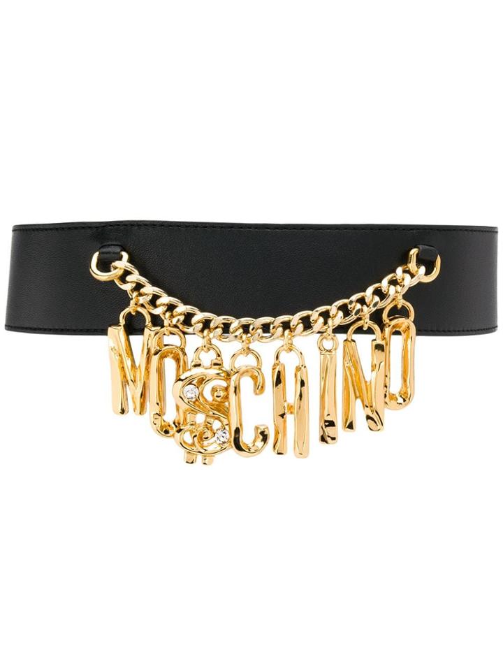 Moschino Chain Logo Charms Belt - Black
