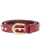 Isabel Marant Studded Belt, Women's, Size: Large, Red, Calf Leather