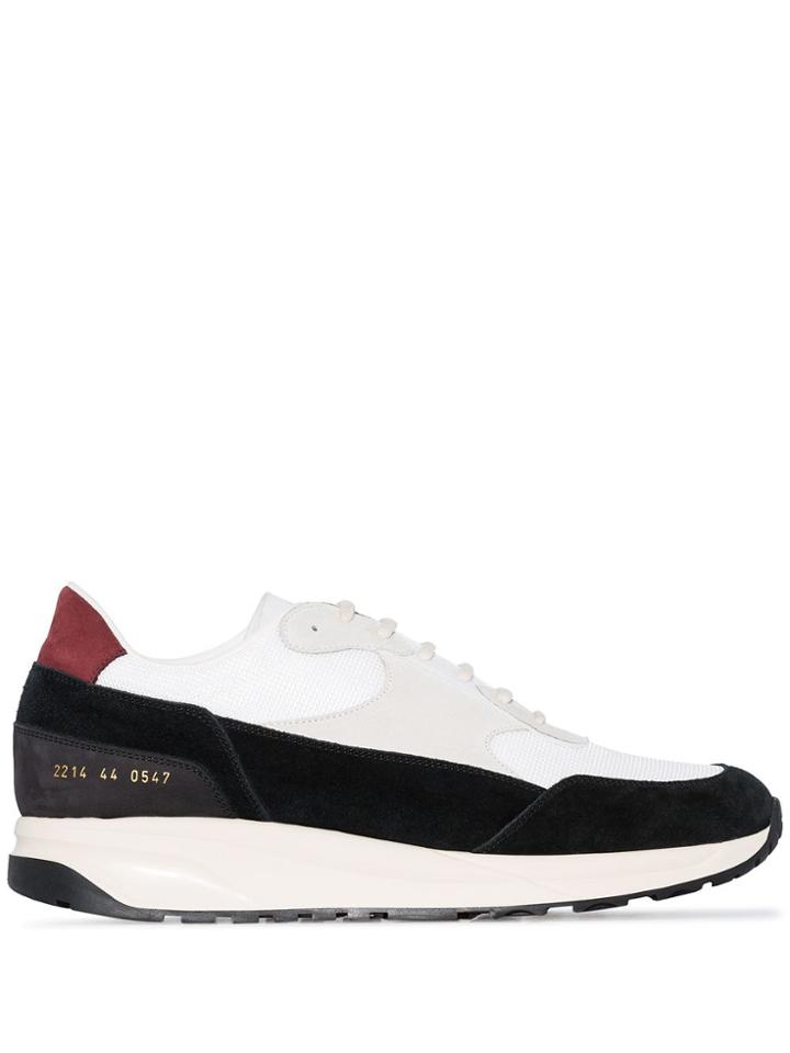 Common Projects Black And White Track Low Top Leather Sneakers