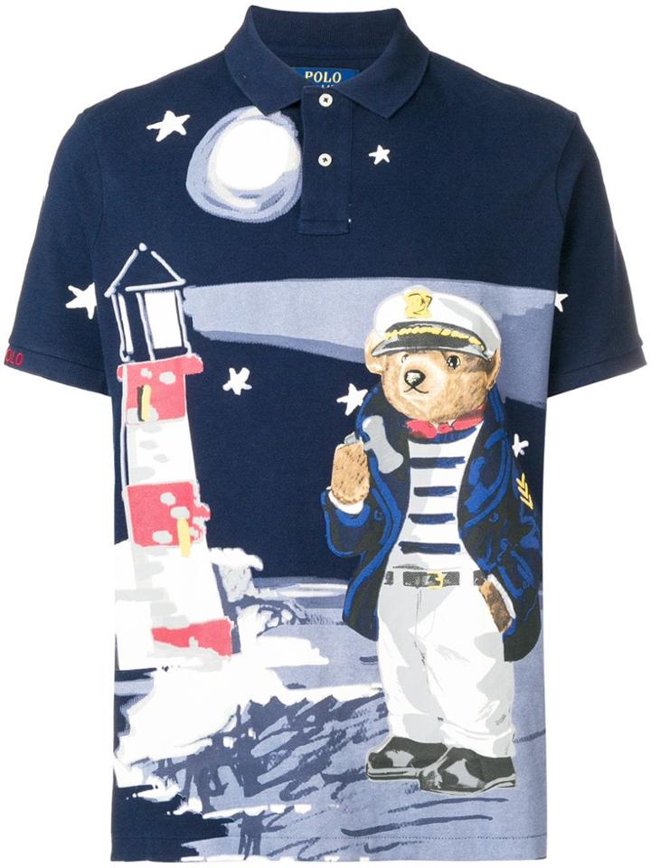 Polo Ralph Lauren Bear Print Polo Shirt - Blue