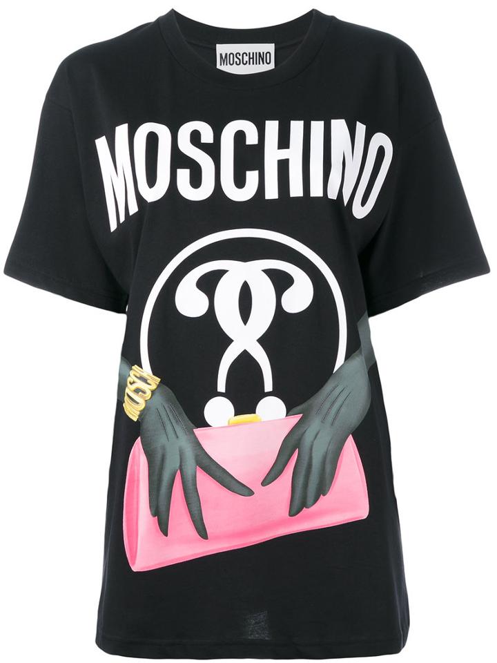 Moschino - Oversized Question Mark T-shirt - Women - Cotton - Xs, Black, Cotton