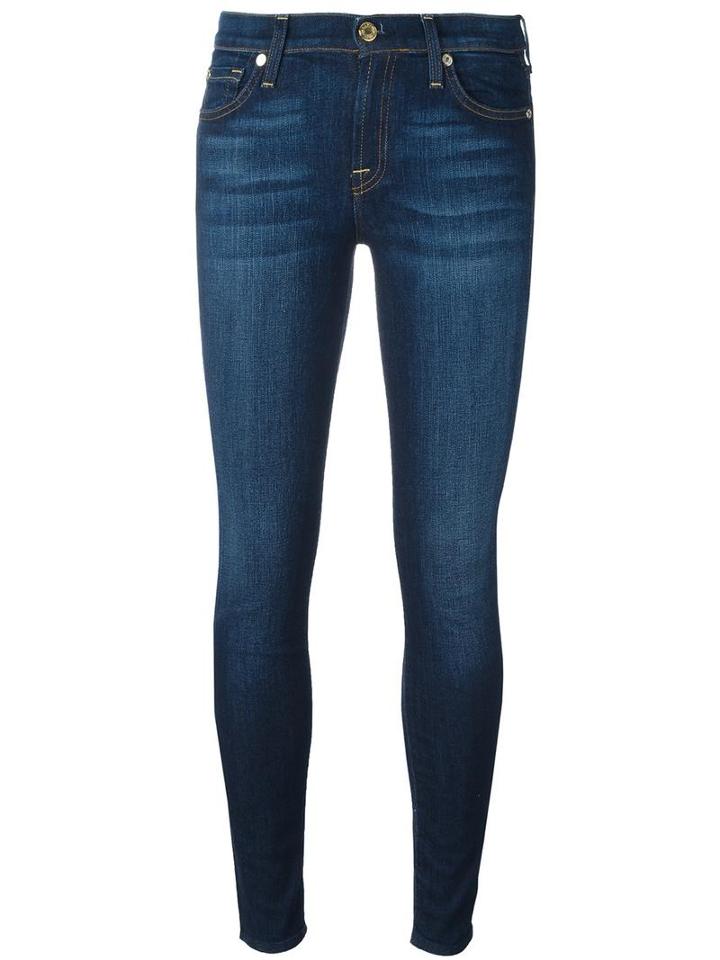 7 For All Mankind Cropped Skinny Jeans, Women's, Size: 30, Blue, Cotton/polyurethane