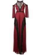 Marchesa Notte - Cold Shoulder Tulle Gown - Women - Nylon/polyester - 16, Red, Nylon/polyester