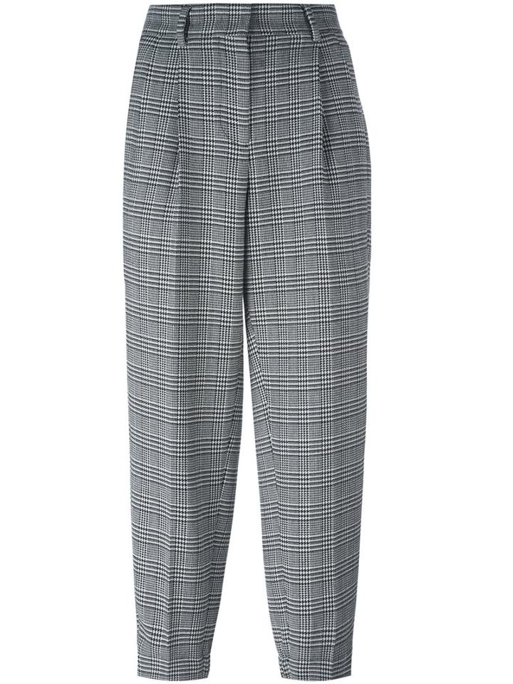 Incotex Houndstooth Pattern Trousers, Women's, Size: 44, Grey, Wool