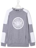 Balmain Kids Panelled Logo-print Sweatshirt - Grey