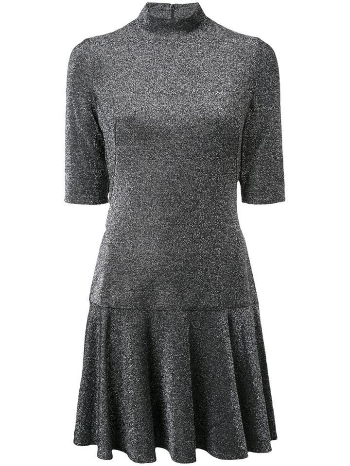 Black Halo Metallic Ruffle Mini Dress