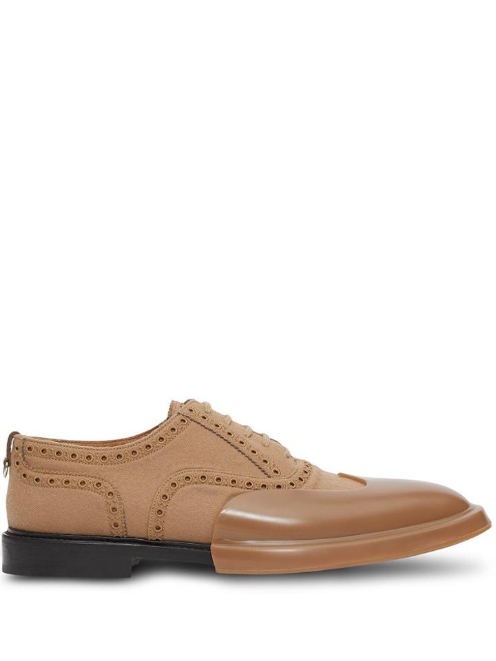 Burberry Toe Cap Detail Wool Oxford Brogues - Brown