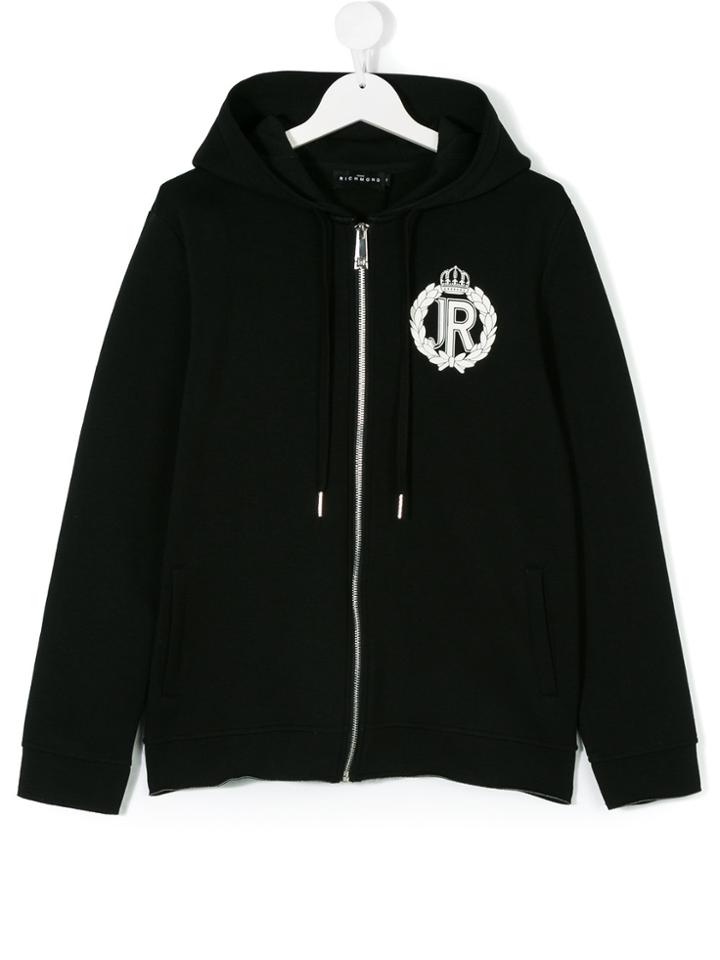 John Richmond Kids Logo Stripe Hoodie - Black