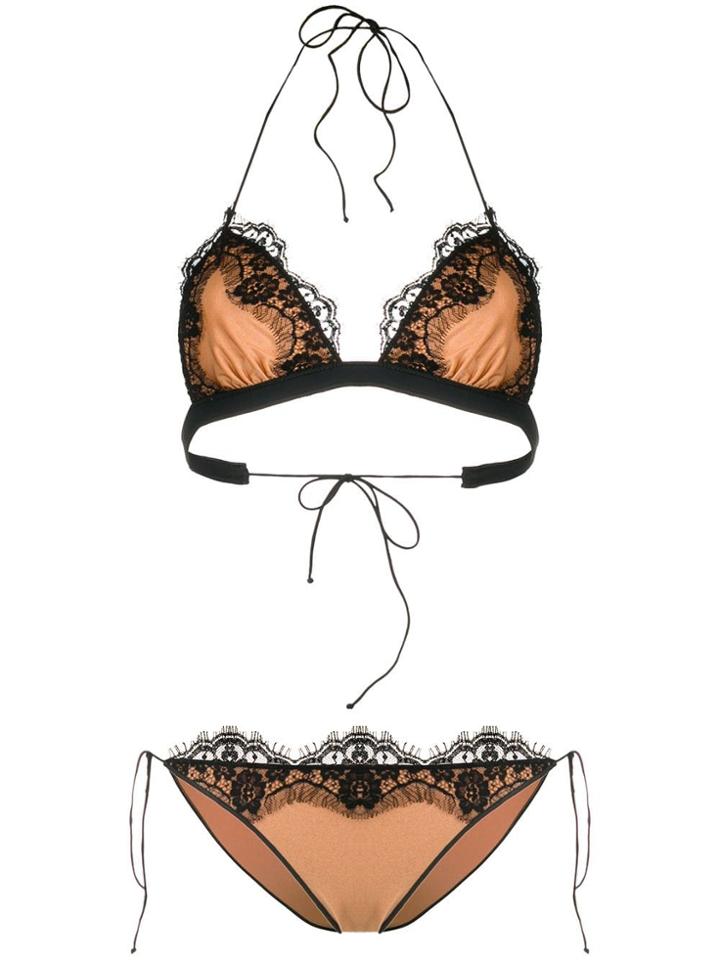 Oseree Classic Triangle Bikini Set - Brown