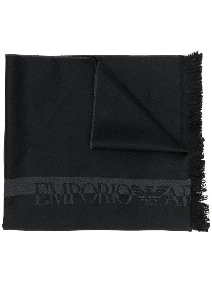 Emporio Armani Logo Jacquard Scarf - Black
