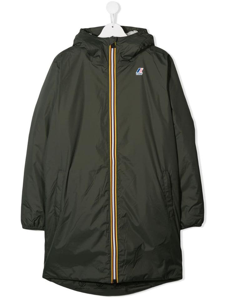 K Way Kids Hooded Zipped Jacket - Green