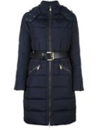 Michael Michael Kors Quilted Belted Coat, Women's, Size: Large, Blue, Feather Down/polyester