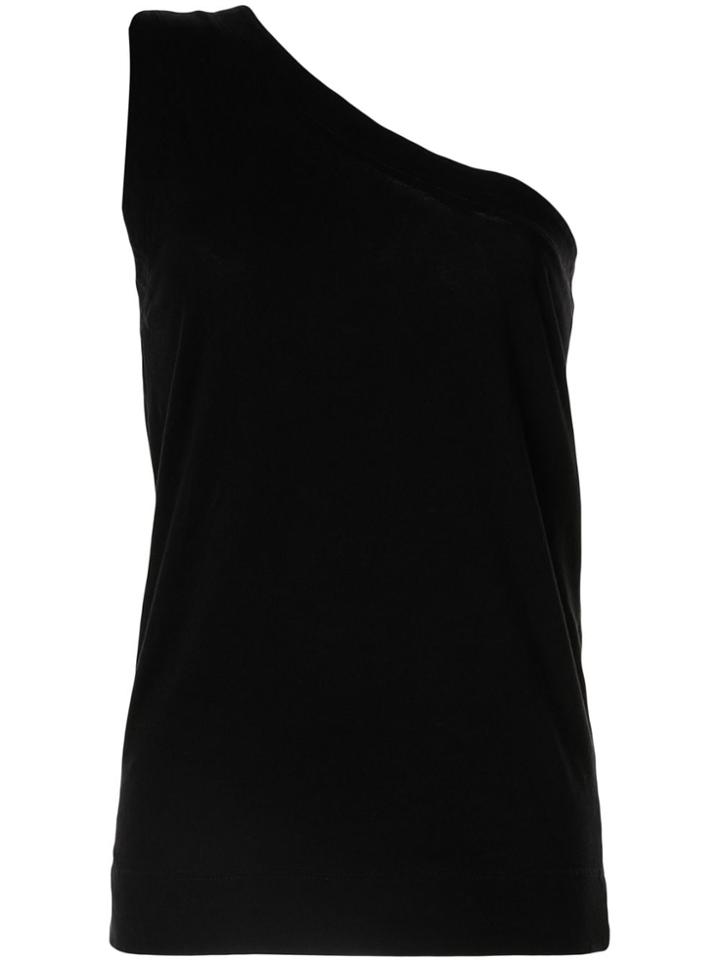 Bassike One Shoulder Wide Jersey Tank - Black