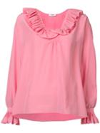 Vilshenko - Ruffle Trim Blouse - Women - Silk - 12, Pink/purple, Silk