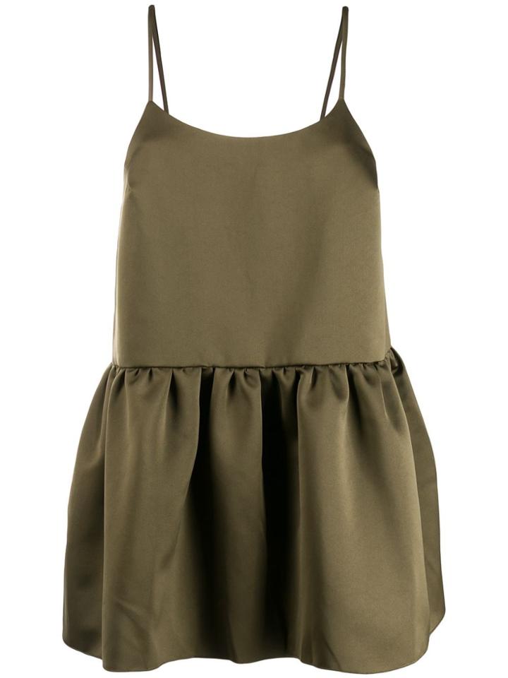 Semicouture Peplum Spaghetti Strap Camisole - Green