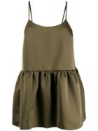 Semicouture Peplum Spaghetti Strap Camisole - Green