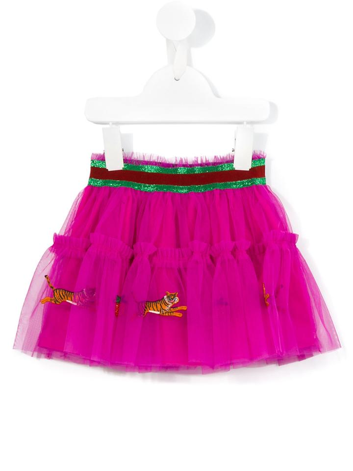 Gucci Kids - Embroidered Tiger Tutu - Kids - Cotton/polyester/polyimide - 24-36 Mth, Pink/purple