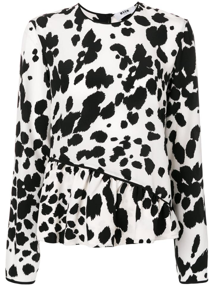 Msgm Dalmatian Gathered Top - Black