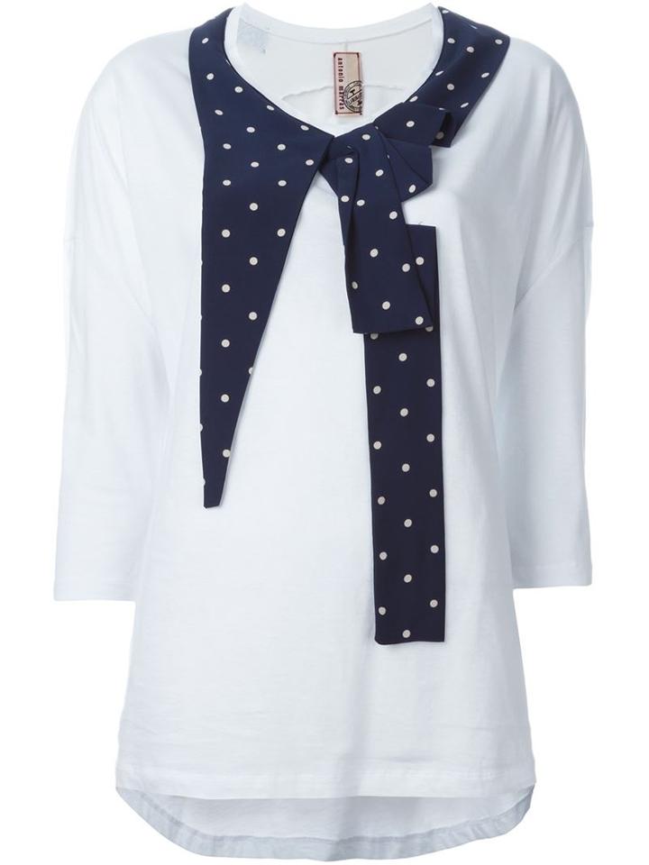 Antonio Marras Pleated Polka Dot Detail T-shirt, Women's, Size: 1, White, Cotton