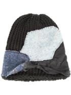 Greg Lauren Knit Patch Beanie, Adult Unisex, Black, Cotton