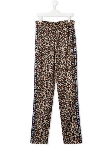 Fila Kids Teen Leopard-print Logo Track Pants - Neutrals
