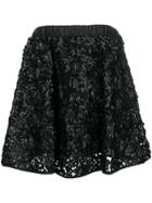 Twin-set Floral Applique Skirt - Black