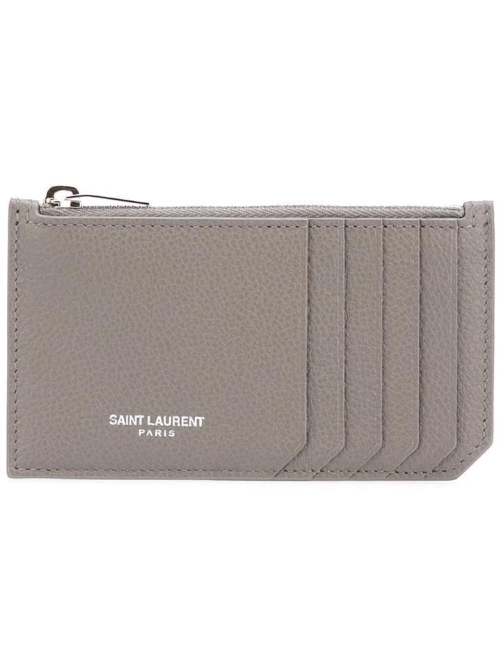 Saint Laurent 'paris 5 Fragments' Zip Pouch, Women's, Grey, Calf Leather
