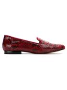 Blue Bird Shoes Python Skin Exotico Loafers - Red