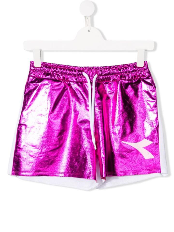 Diadora Junior Fuchsia And White Shorts - Pink
