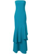 Likely Strapless Ruffle Gown - Blue