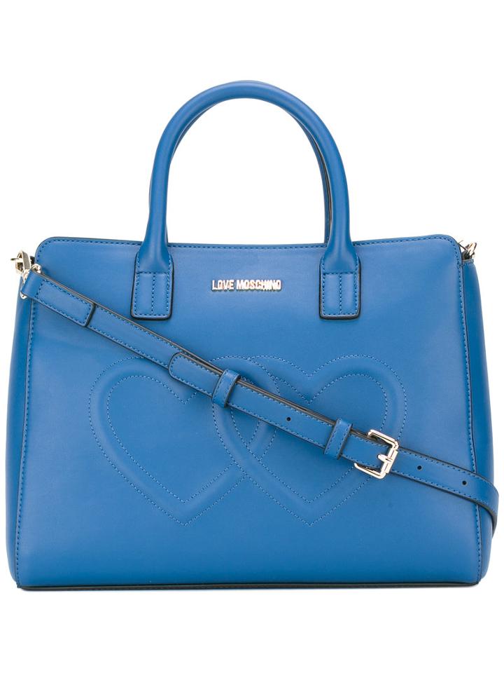 Love Moschino Heart Tote, Women's, Blue, Polyurethane