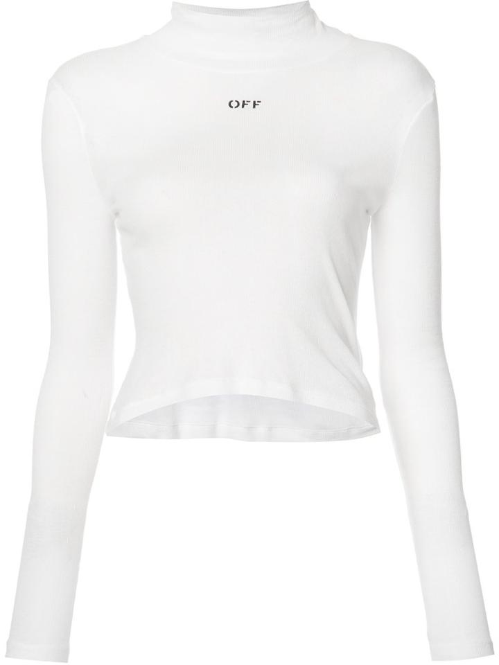 Off-white High Neck Blouse, Women's, Size: Medium, White, Cotton