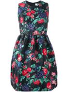 Msgm Floral Print Dress, Women's, Size: 44, Black, Polyester/polyamide/acrylic/polyester