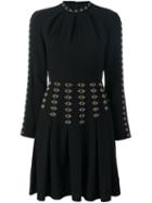 Valentino Studded A-line Dress, Women's, Size: 38, Black, Silk/polyamide/spandex/elastane/virgin Wool