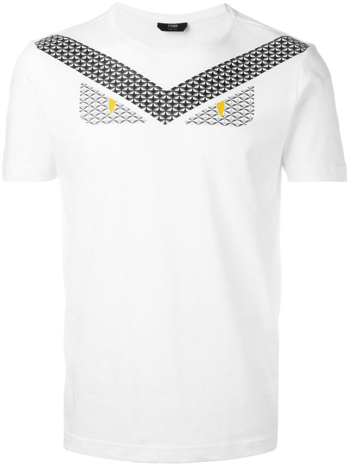 Fendi Printed T-shirt, Men's, Size: 54, White, Cotton