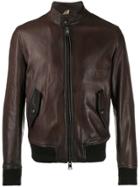 Tagliatore Leather Bomber Jacket - Brown