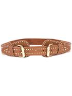 B-low The Belt Studded Double Buckle Belt - Brown