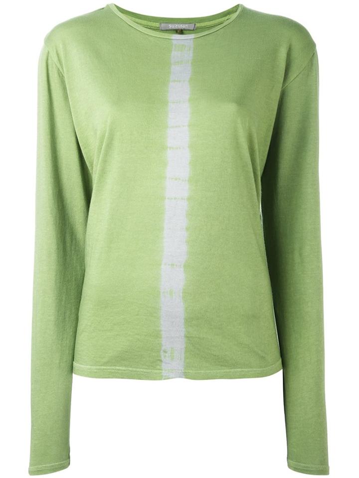 Suzusan Vertical Stripe Jumper, Women's, Size: Small, Green, Cotton/cashmere