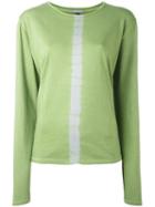 Suzusan Vertical Stripe Jumper, Women's, Size: Small, Green, Cotton/cashmere