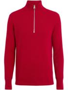 Burberry Rib Knit Cashmere Half-zip Sweater - Red